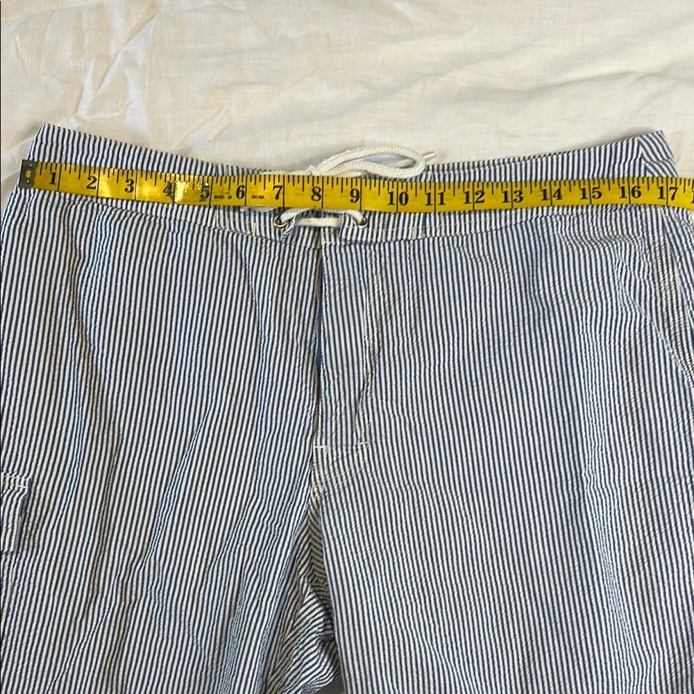 J. Crew Blue and White Board Shorts with Drawstring Waist
